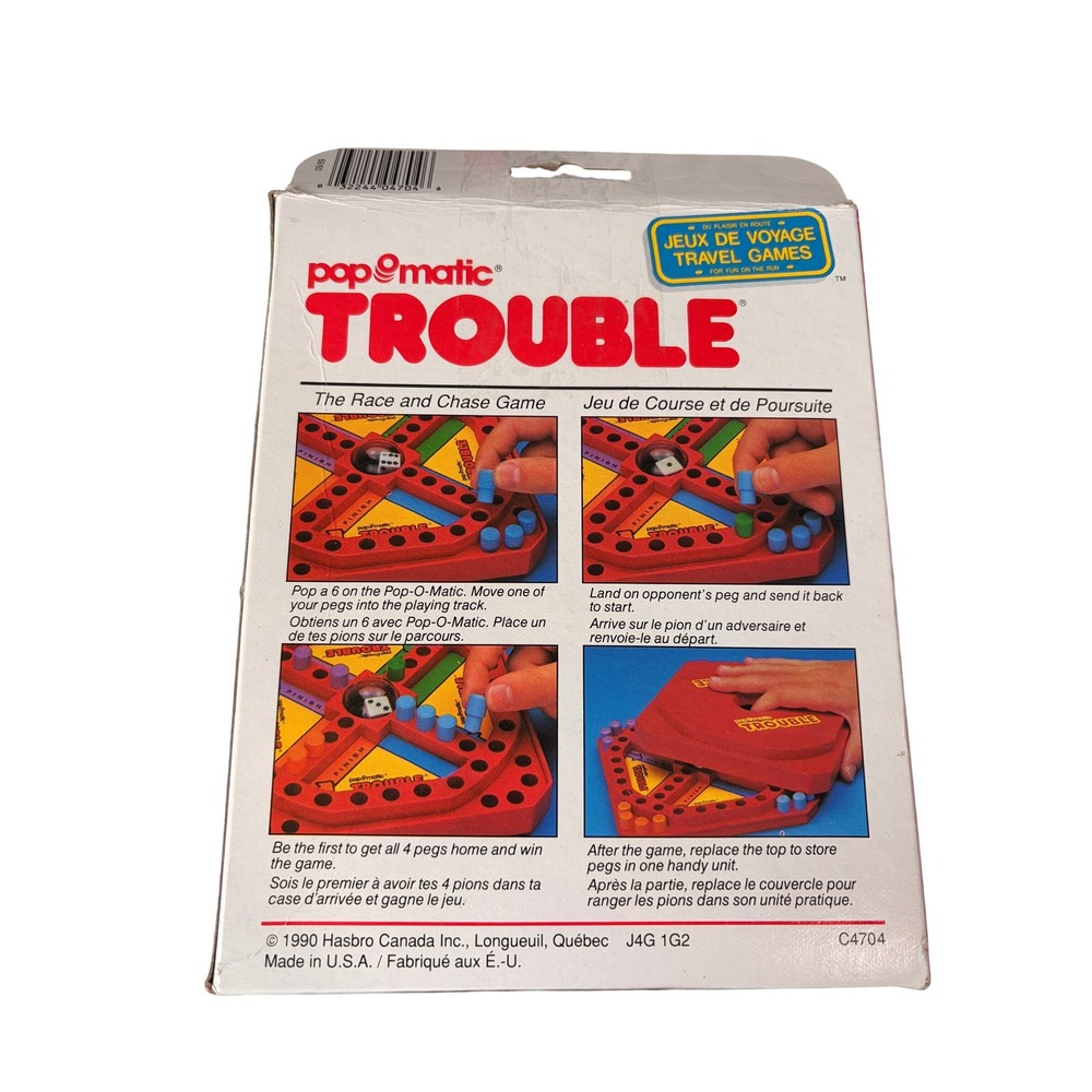 Vintage 1990 Milton Bradley Pop-O-Matic Trouble Travel Board Game C4704 Red - Picture 4 of 4